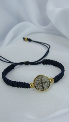 Pulsera san Benito bicolor pasante en azul oscuro - tienda online