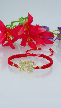 Pulsera pareja piedras en rojo - comprar online