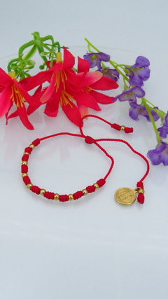 Pulsera denario san Benito en rojo - comprar online