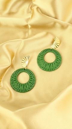 aretes iraca gruesa verde