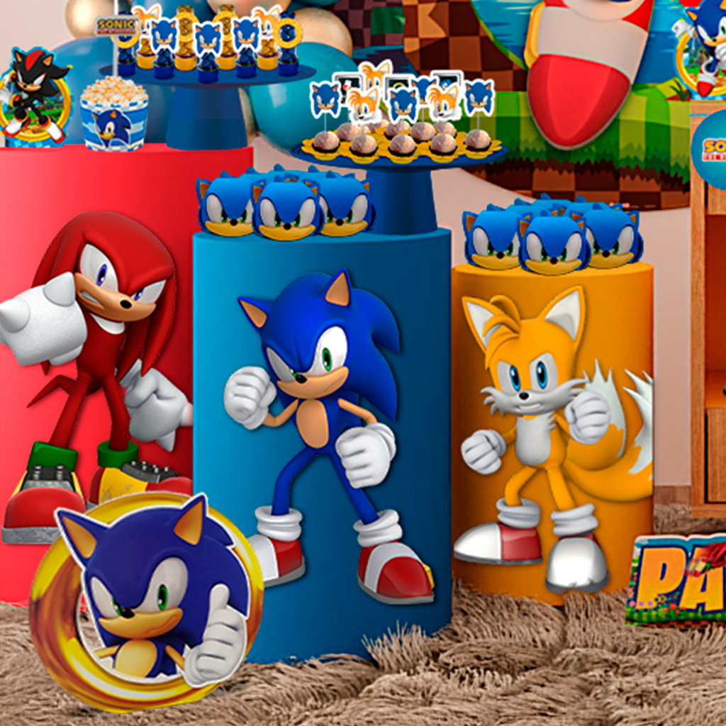 Conjunto Infantil Fantasia Knuckles Vermelha Amigo do Sonic