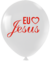 Balão Bexiga 11 Polegadas Eu amo Jesus Br/Verm 25 Uni Artlatex - Inspire sua Festa Loja