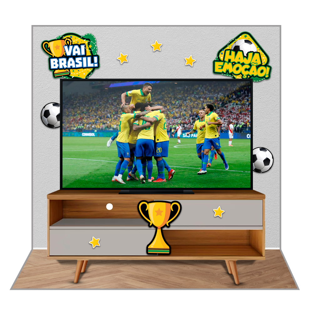 Kit Decorativo para TV Dia do Jogo Futebol / Brasil / Copa do Mundo 1