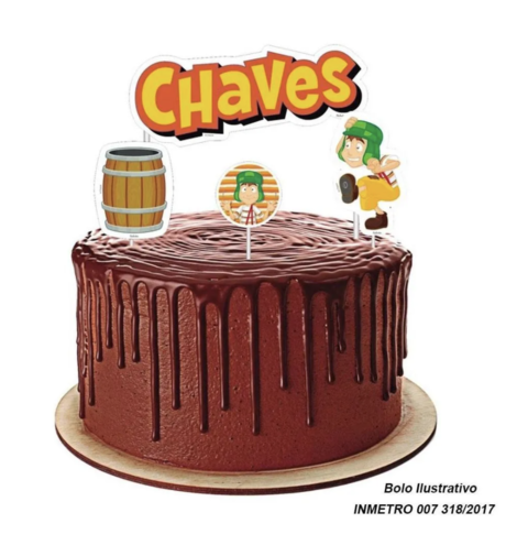 Topo para bolo para Festa Chaves - 4 Unidades