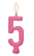 Vela Numeral Número 5 Rosa - 1 unidade - Regina Festas - Inspire sua Festa
