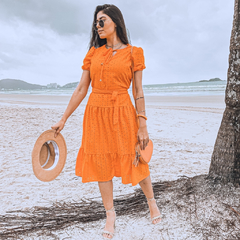 Vestido Lese laranja - Moda Evangélica Daily Store, Moderna e Exclusiva!