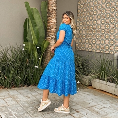 Vestido Poa Midi Azul