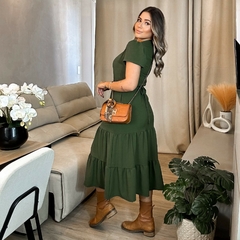 Vestido Botões Midi Verde Militar 