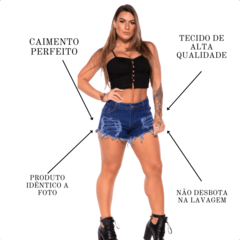 Short Curto Feminino Jeans Cintura Alta Com Licra Levanta