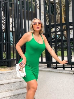 Vestido Curto Canelado Alcinha Verde Esmeralda - comprar online