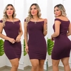 Vestido Curto Canelado Ombro a Ombro Sem Manga Roxo