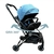 Coche Travel System Con Giro 360 y Base para Auto Mega Baby Negro/Azul - tienda online