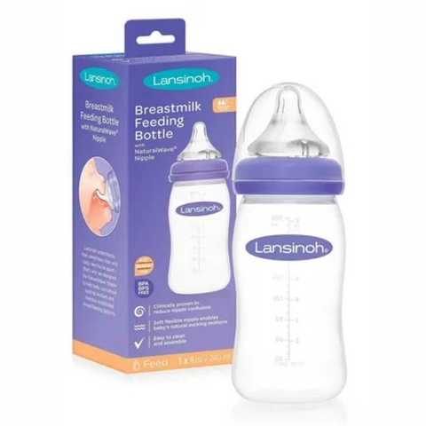 Mamadera 240 Ml Con Tetina NaturalWave Lansinoh +6M