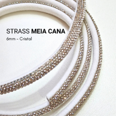 Tira de Strass Meia Cana 6mm Cristal