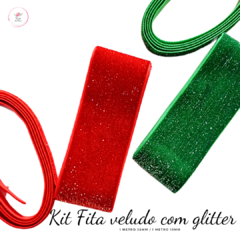 Kit Fita Veludo Esponjada com glitter (2 metros) 1 metro de cada