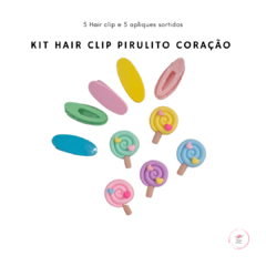 Kit Hair Clip Pirulito coração Candy colors (10 unidades)