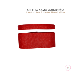 Kit Fita Yama Gorgurão Glitter Vermelho Red (2 metros) - 1 metro de cada