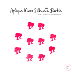 Aplique Micro Silhueta Barbie Pink Acrílico 1,4cm - (10 unidades)