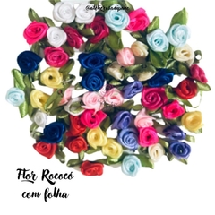 Flor de Rococó com Folha 25mm (50 und.) Cores sortidas