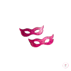 Aplique Máscara Carnaval acrílico com glitter 2cm x 4,5cm (2 unidades) - Atelie Rosa di Pano