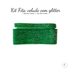 Kit Fita Veludo Esponjada com glitter (2 metros) 1 metro de cada - Atelie Rosa di Pano