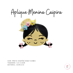 Aplique Menina Caipira Acrílico 3,5cm (2 unidade) - loja online