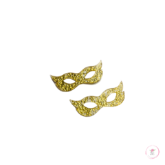 Aplique Máscara Carnaval acrílico com glitter 2cm x 4,5cm (2 unidades) - loja online