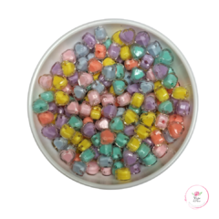 Miçanga Coração de Acrílico com Miolo Colorido 12mm (50 gramas)