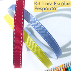 Kit Tiara Escolar Pesponto Forrada com Fita 1 cm - (3 unidades)
