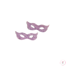 Imagem do Aplique Máscara Carnaval acrílico com glitter 2cm x 4,5cm (2 unidades)