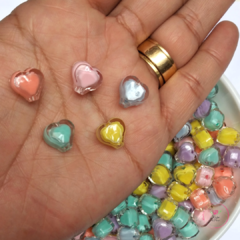 Miçanga Coração de Acrílico com Miolo Colorido 12mm (50 gramas) - comprar online