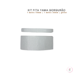 Kit Fita Yama Gorgurão Glitter Branco White (2 metros) - 1 metro de cada