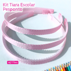 Kit Tiara Escolar Pesponto Forrada com Fita 1 cm - (3 unidades) - Atelie Rosa di Pano