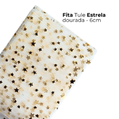 Fita Tule Com Estrela Dourada 6cm (3 metro) - loja online