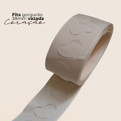 Fita gorgurão Coração grande Vazado 38mm - loja online