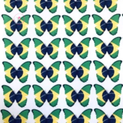 Borboleta Tecido Bandeira do Brasil 4 cm (7 pares)