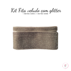 Imagem do Kit Fita Veludo Esponjada com glitter (2 metros) 1 metro de cada