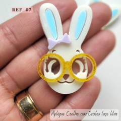 Aplique Coelho com Óculos laço lilás ref. 7 ( 1 unidade) - comprar online