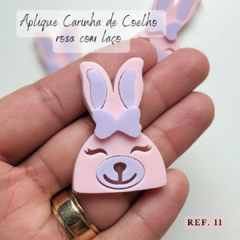 Aplique Carinha de Coelho rosa com laço ref. 11 ( 1 unidade) - comprar online