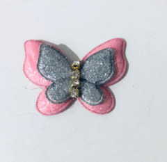 Borboleta de Glitter com Strass - 4,5cm (1 Unidade) - Atelie Rosa di Pano