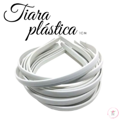 Tiara de Plástico 1cm Branca - (12 unidades)