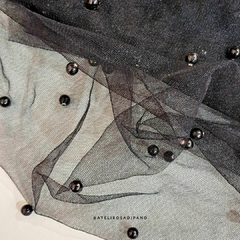 Imagem do Tecido Tule bordado com pérolas