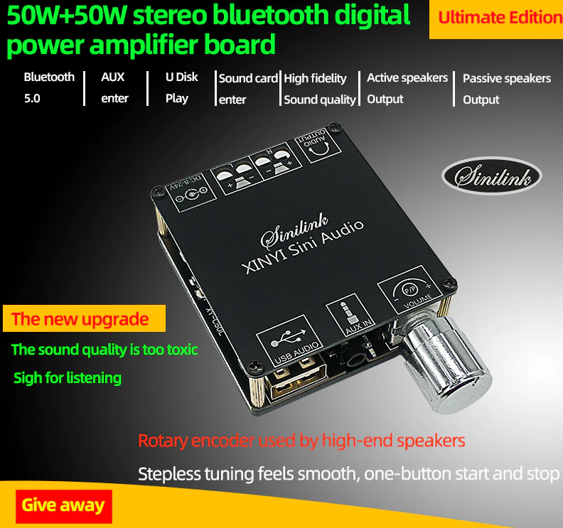 Mini Bluetooth Verstärker Board Stereo - 50w + 50w Audio Verstärker Board  Bluetooth 5.1 Verstärker Board Kit Verstärkermodul