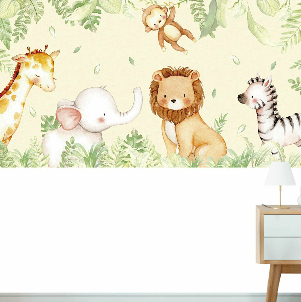 Papel de Parede Infantil Dinossauro Baby Aquarela Para Decorar Quarto