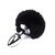 Plug Anal em Aço Pompom de Coelho: Cor: Preto Tam M - 8,2 x 3,4cm