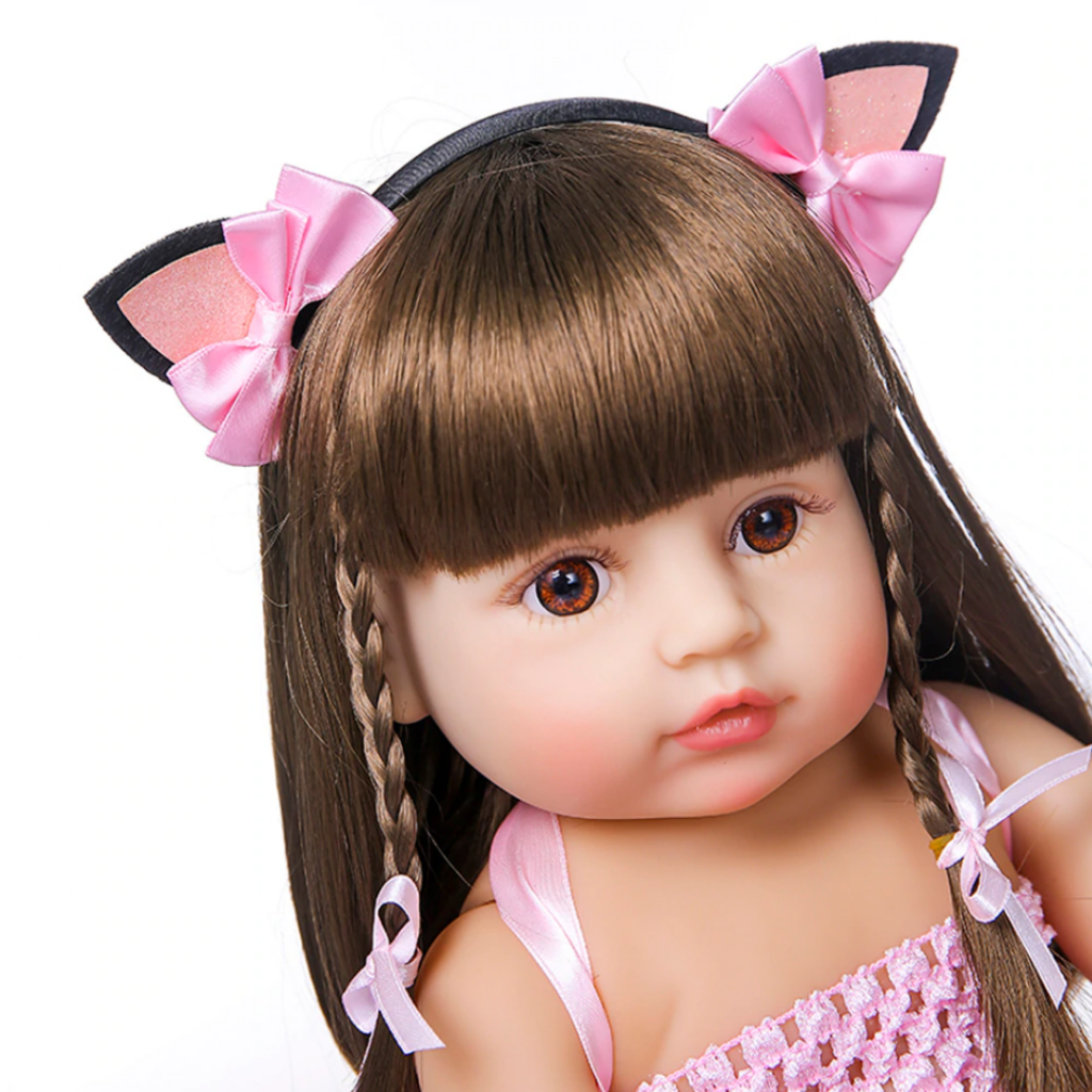 Bebê Reborn corpo todo em silicone boneca princesa Coelhinho 55cm +  Roupinhas