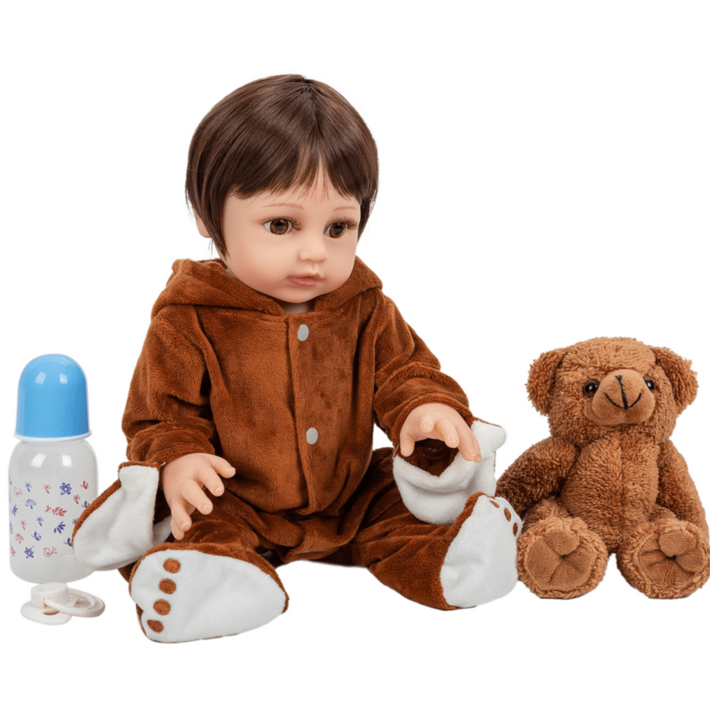 Boneca Bebe Reborn Menino Urso 48cm Corpo Em Silicone Pode Ser Banhado