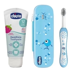 Set Cartuchera Higiene Bucal Pasta-Cepillo de Dientes Chicco Celeste