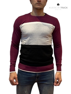 Sweater American Negro Bordo Combinado