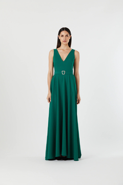 VESTIDO LARGO XIMENA CREPPE GREEN (NATALIA ANTOLIN) - tienda online